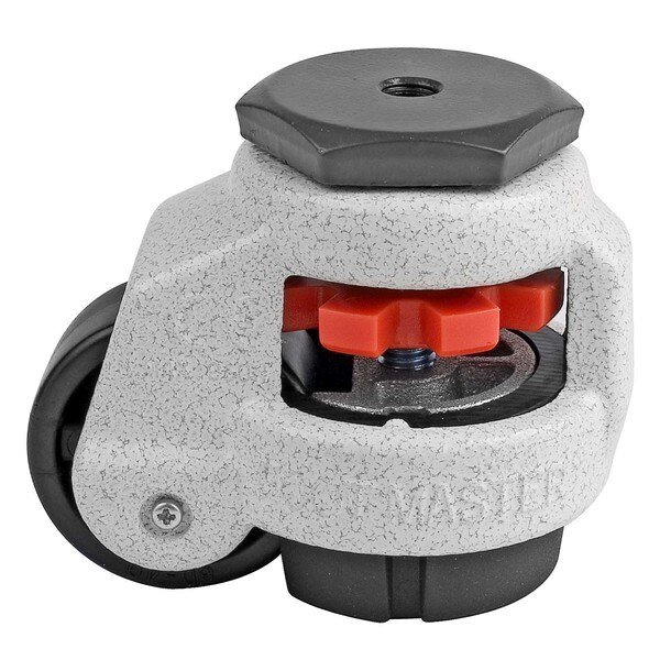 Leveling Caster, 42 mm Nylon Wheel, 3/8-16 Stem, Swivel, 60 kg Cap, NBR Foot Pad, Ivory, Foot Master, Mfr#: GD-40-S-NYN-3/8